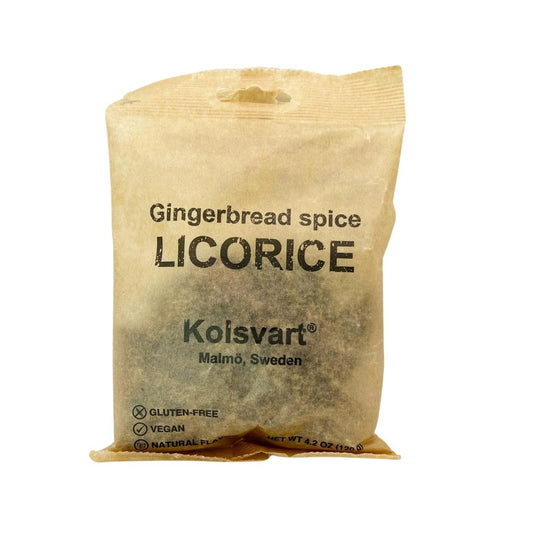 Kolsvart Gingerbread Spice Licorice Swedish Candy Fish, 4.2oz