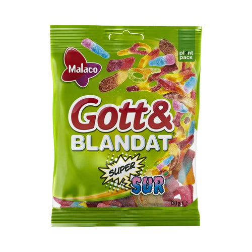 Malaco Gott & Blandat Supersur (Super Sour Gummy Candy), 4.58oz