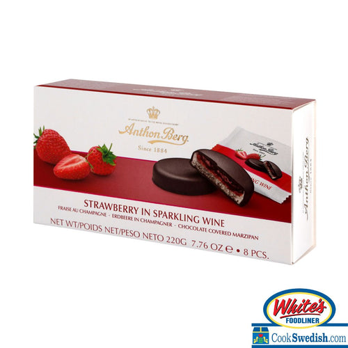 Anthon Berg Chocolate Covered Marzipan Rounds - Strawberry in Sparkling Wine, 7.76oz