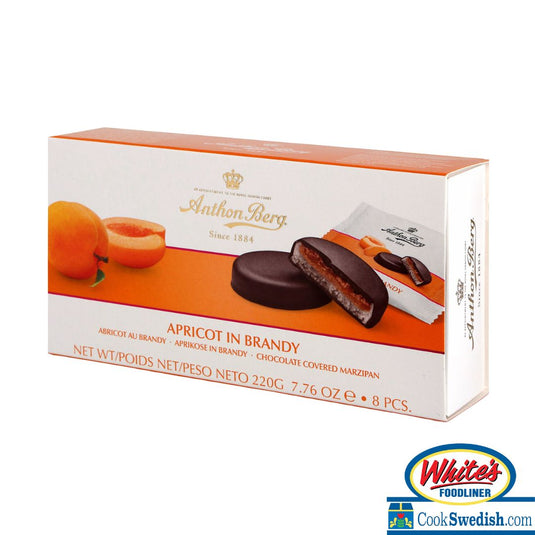 Anthon Berg Chocolate Covered Marzipan Rounds - Apricot in Brandy, 7.76oz