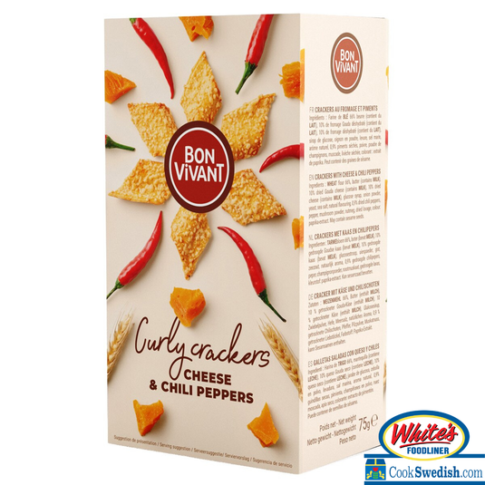 Bon Vivant Curly Crackers Cheese & Chili Peppers – 2.65 oz (75g)