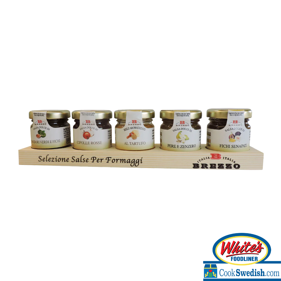 Brezzo Mixed Condiments for Cheese on Wooden Tray – 6.98 oz – Cook Swedish