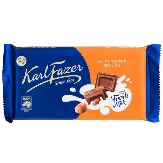 Fazer Milk Chocolate with Salty Toffee Brittle Bar, 5.11oz