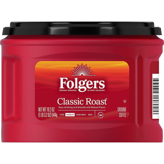Folgers Classic Roast Ground Coffee, 19.2oz