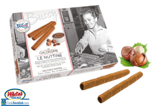 Bussy Cialdissime Le Nutrine Hazelnut Cocoa Cream Filled Wafer Rolls – 5.64 oz (160g)