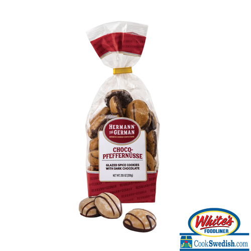 Hermann The German Choco-Pfeffernüsse – Glazed Spice Cookies with Dark Chocolate – 7.05 oz Bag