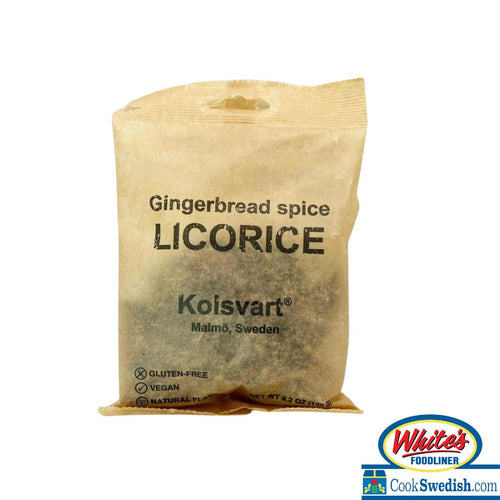 Kolsvart Gingerbread Spice Licorice Swedish Candy Fish, 4.2oz