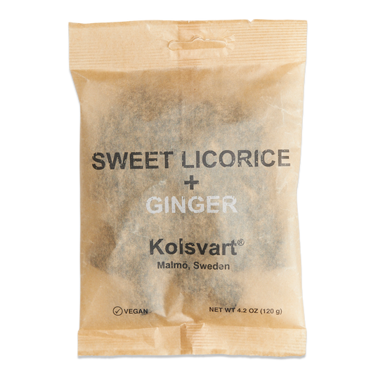 Kolsvart Sweet Licorice with Ginger Swedish Candy Fish, 4.2oz