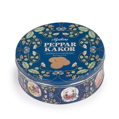 Nyakers Pepparkakor, Swedish Gingersnap Cookies, 14.11oz (Blue Tin)