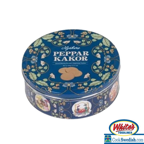 Nyakers Pepparkakor, Swedish Gingersnap Cookies, 14.11oz (Blue Tin)