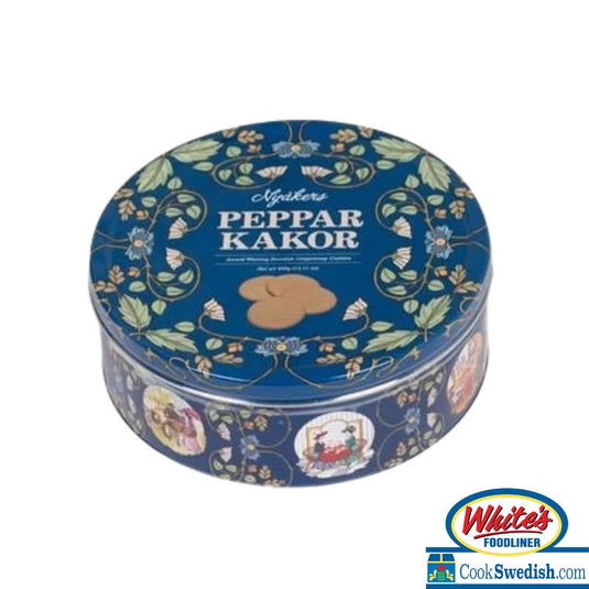 Nyakers Pepparkakor, Swedish Gingersnap Cookies, 14.11oz (Blue Tin)