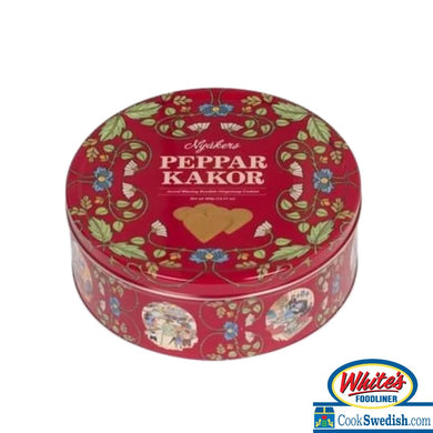 Nyakers Pepparkakor, Swedish Heart-Shaped Gingersnap Cookies, 14.11oz (Red Tin)