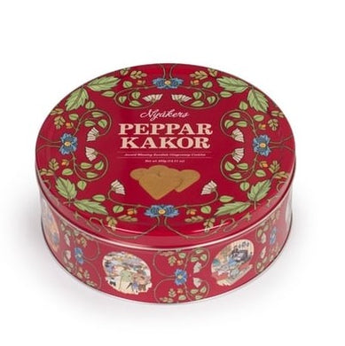Nyakers Pepparkakor, Swedish Heart-Shaped Gingersnap Cookies, 14.11oz (Red Tin)