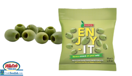 Salviani Enjoy-It Pitted Castelvetrano Green Olives – 1.76 oz (50g)