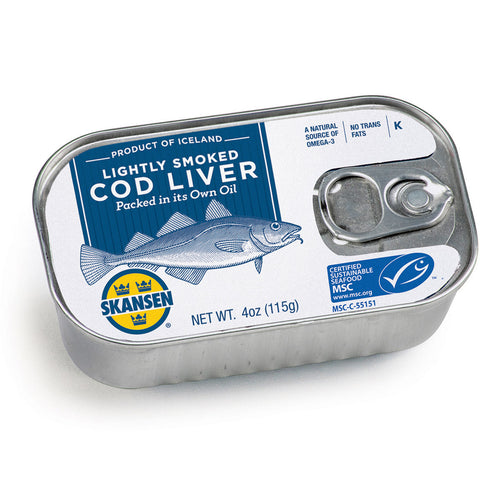 Skansen Lightly Smoked Cod Liver Tin, 4oz