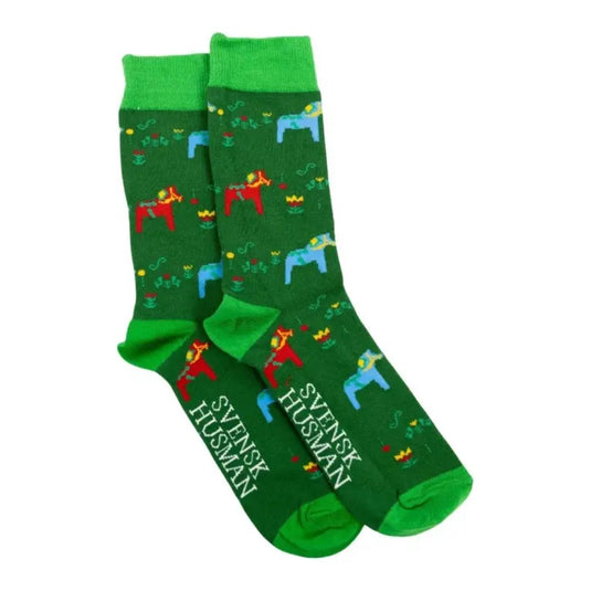 Swedish Green Dala Horse Socks