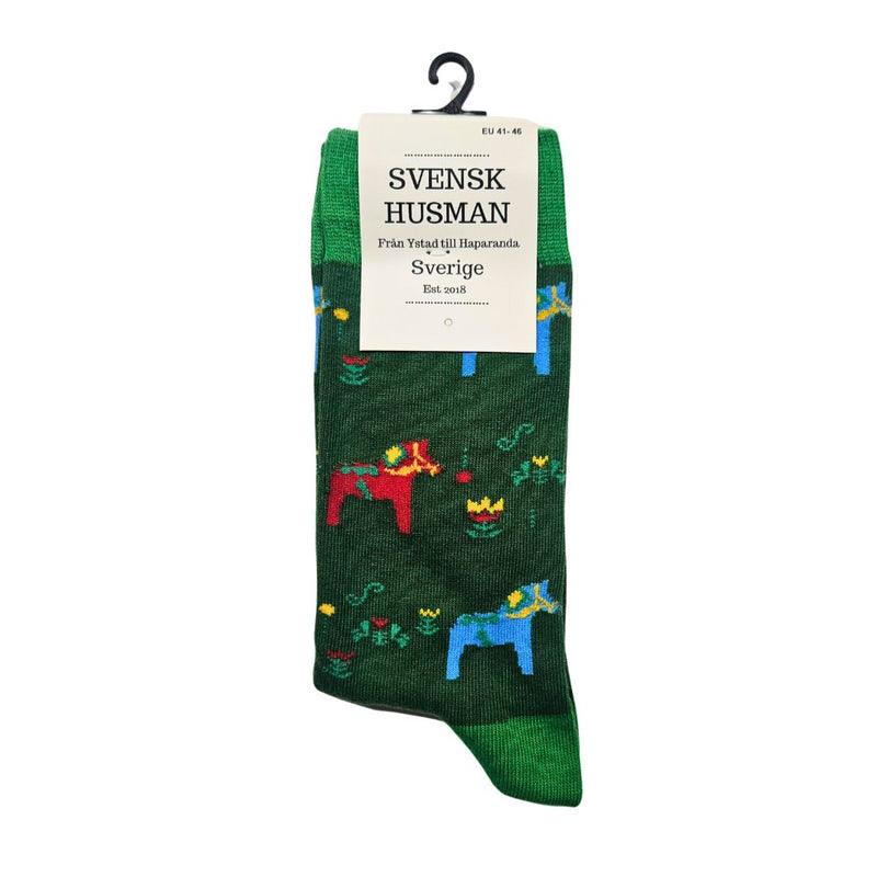 Load image into Gallery viewer, Swedish Green Dala Horse Socks
