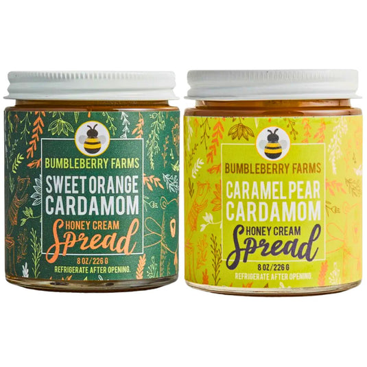 Bumbleberry Farms Cardamom Honey Spreads - Sweet Orange & Caramel Pear (Pack of 2)