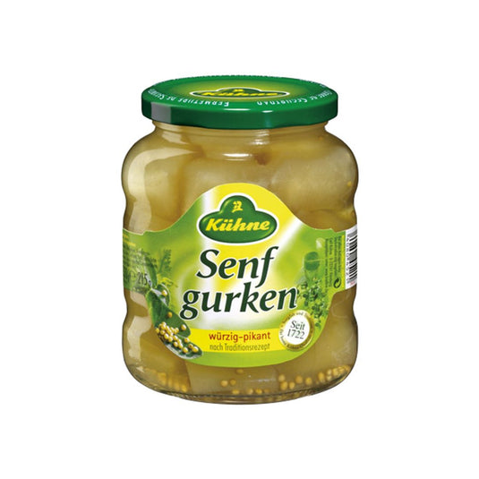 Kuhne Senfgurken (Pickled Mustard Gherkins), 12oz