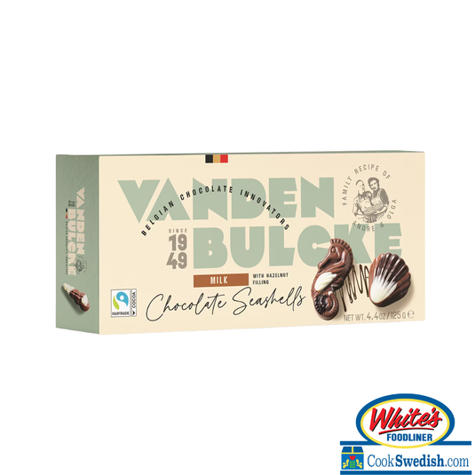 Vandenbulcke Milk Chocolate Seashells with Hazelnut Praline Filling Box 4.4oz.