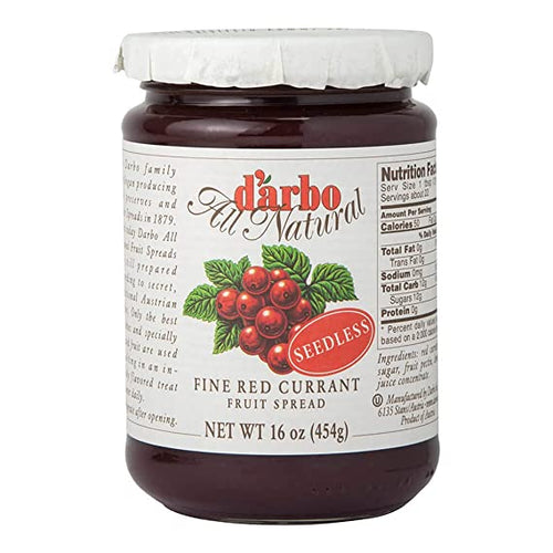 D'arbo Red Currant Fruit Spread (Seedless), 16oz